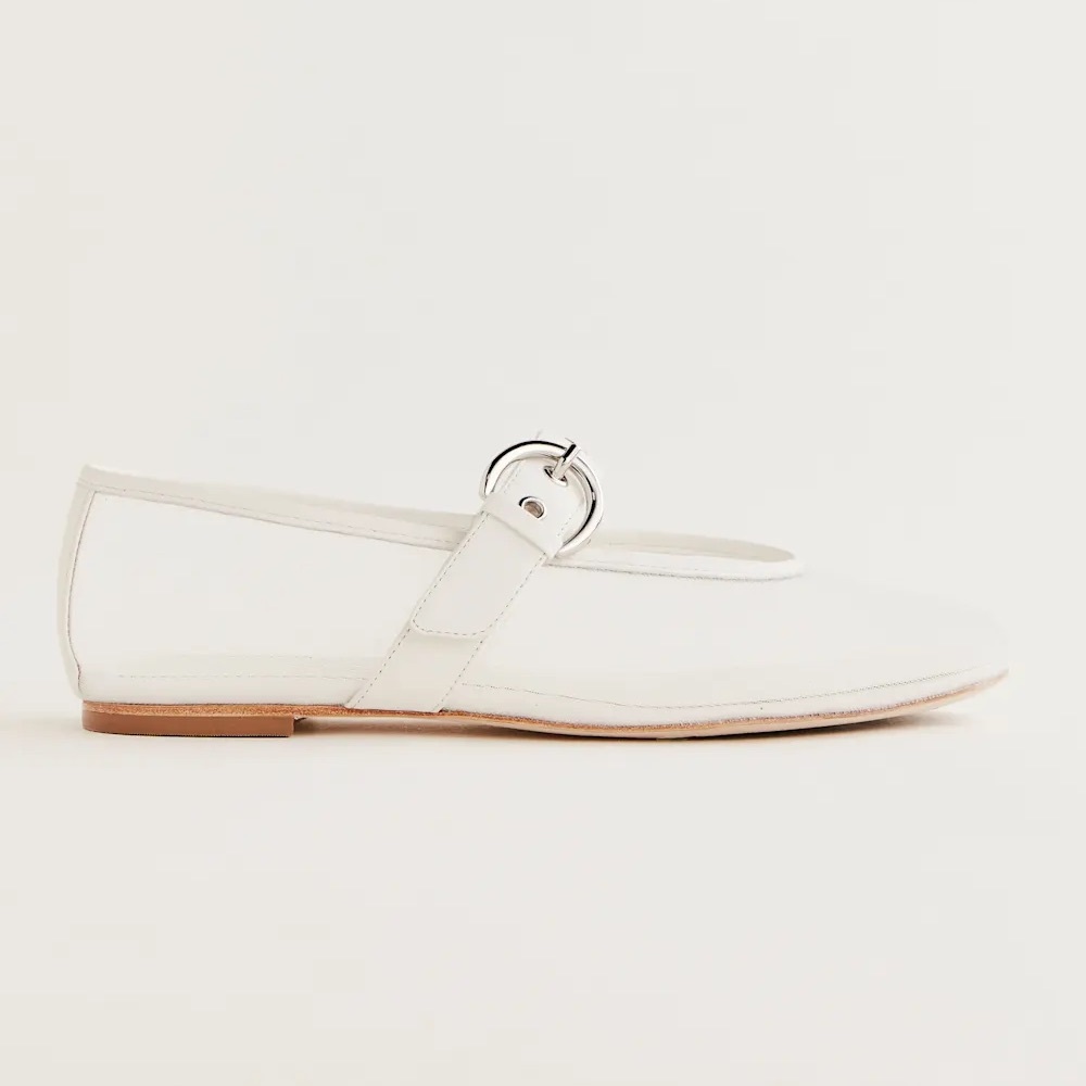 NWOT Reformation Bethany White Mesh Ballet Flats - Picture 3 of 9
